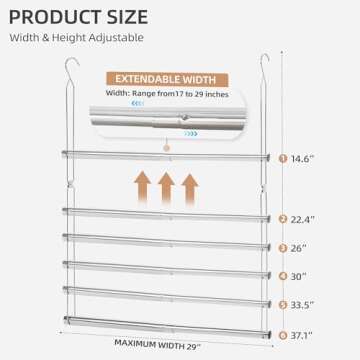 STORAGE MANIAC Hanging Closet Rod, Adjustable Width and Height Closet Hanging Organizer, Space-Savin...