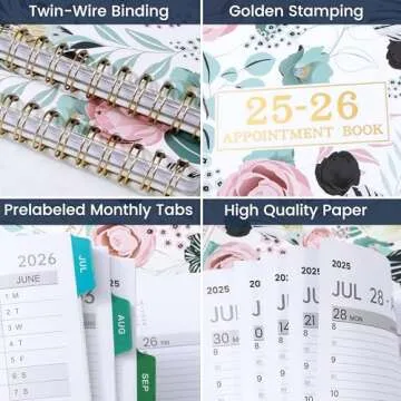 Appointment Book 2025-2026 - Jul. 2025 - Jun. 2026, Daily Planner 2025-2026, Weekly Appointment Book 2025-2026, Hourly Planner 2025-2026 with 30-Minute Interval, 8.5" x 11", Colorful Tabs