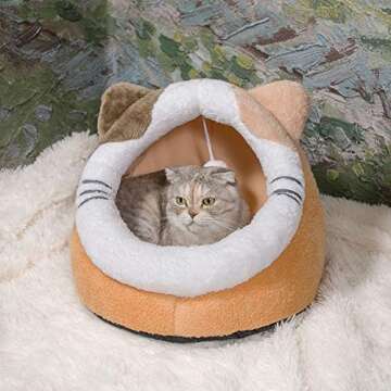 Qucey Cat Bed - Cozy Cat Cave with Removable Pillow