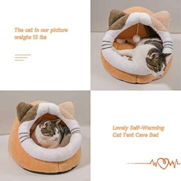 Qucey Cat Bed - Cozy Cat Cave with Removable Pillow