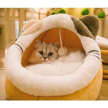 Qucey Cat Bed - Cozy Cat Cave with Removable Pillow