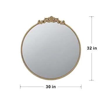 A&B Home Round Mirror, 30 inch Wall Mounted Mirrors with Circle Gold Metal Frame for Bathroom Bedroom Living Room Entryway (82189-GOLD-DS-amz)