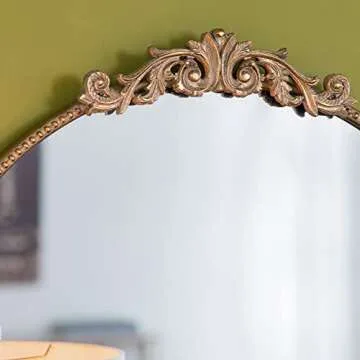 A&B Home Round Mirror, 30 inch Wall Mounted Mirrors with Circle Gold Metal Frame for Bathroom Bedroom Living Room Entryway (82189-GOLD-DS-amz)