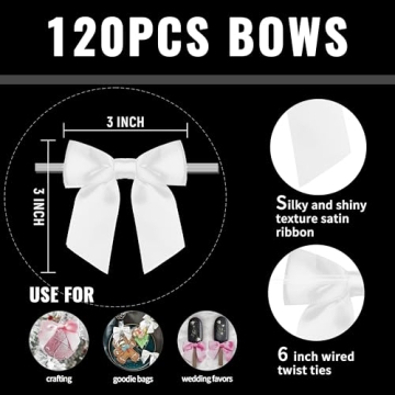 Rainbow Pana Twist Tie Bows 120 Pack for Easy Gift Wrapping