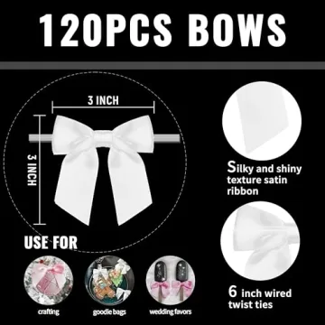 Rainbow Pana Twist Tie Bows 120 Pack for Easy Gift Wrapping