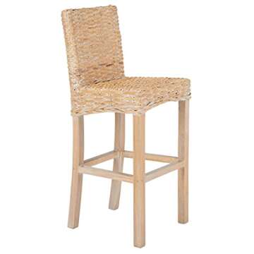 SAFAVIEH Home Tobie Natural White Wash Rattan 30-inch Bar Stool