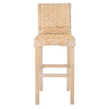 SAFAVIEH Home Tobie Natural White Wash Rattan 30-inch Bar Stool