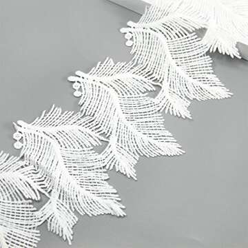 5 Yards White Cotton Feather Lace Trim Applique Sewing DIY Craft Lace for Festival Wedding Party Bir...