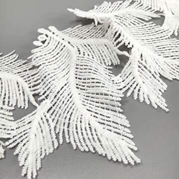 5 Yards White Cotton Feather Lace Trim Applique Sewing DIY Craft Lace for Festival Wedding Party Birthday Bridal Shower Decoration and DIY Handmade Accessories (Feather)