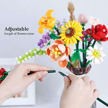 QLT Mini Bricks Flower Bouquet Building Sets, Artificial Flowers, DIY Unique Decoration Home, 547 Pieces Botanical Collection for Ages 8-12 yrs Old Girl for Gift (Not Compatible with Lego Set)