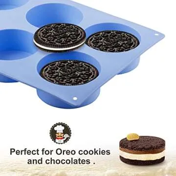 La chat 4 PCS Candy Molds, Silicone Oreo Cookie Chocolate molds for Candy, Cookies, Oreos, mini Soap, Cupcake, Pudding, Jello, Muffin, Non-Stick Cylinder Baking molds