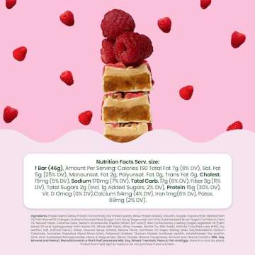 Bloom Nutrition Protein Bars Low Calorie (12 Pack, Raspberry Cheesecake) - Low-Carb Protein Snacks, Low-Sugar Breakfast Bar with 15g of Protein - Gluten-Free Crispy & Healthy On-The-Go Meal Replacement