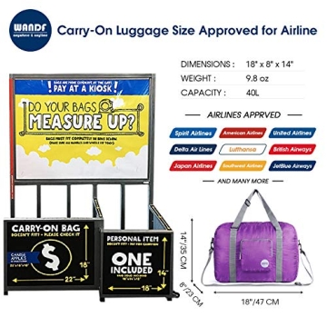 WANDF Travel Bag For Spirit Airlines - Foldable & Lightweight