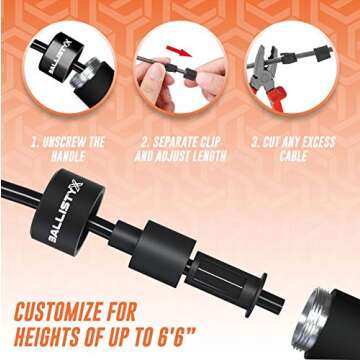 Ballistyx Jump Rope - Premium Speed Jump Rope with 360 Degree Spin, Steel Handles, Silicone Grips and 2 x Adjustable Cables - for Crossfit, Gym & Home Fitness Workouts & More - Black