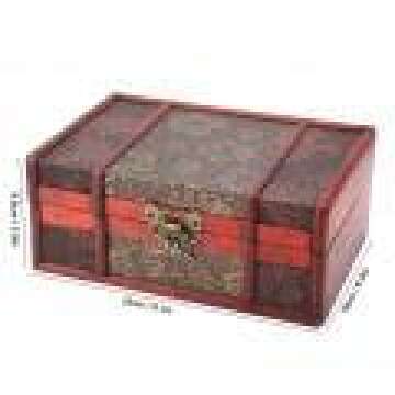FTVOGUE Vintage Wooden Storage Box, Small Size Book Jewelry Storing Storage Organizer Treasure Chest Home Decor(#2: Lotus)
