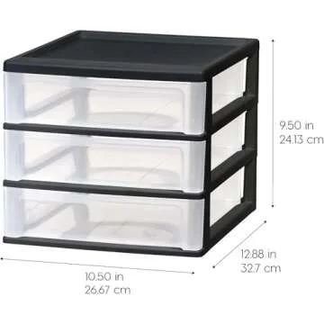 IRIS USA 3-Drawer Plastic Stacking Organizer for Home & Office
