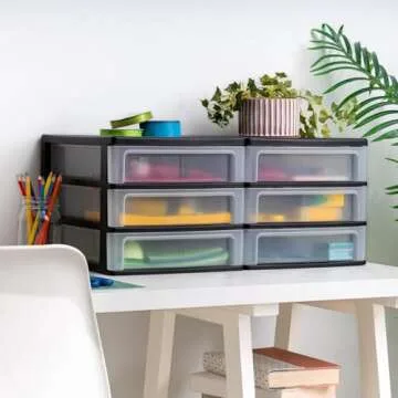 IRIS USA 3-Drawer Plastic Stacking Organizer for Home & Office