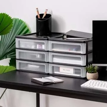 IRIS USA 3-Drawer Plastic Stacking Organizer for Home & Office