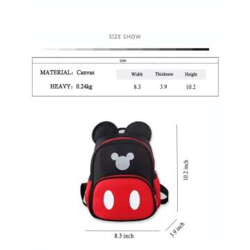 Cute Mini Backpacks, Red Cartoon Bag, Mouse Ears Bowknot Travel Daypack