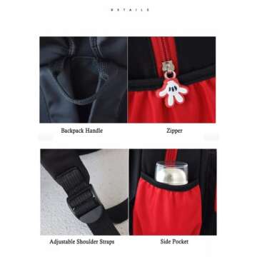 Cute Mini Backpacks, Red Cartoon Bag, Mouse Ears Bowknot Travel Daypack