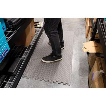 Performance Tool W88989 24-Inch X 24-Inch Protective Diamond Shape Anti-Fatigue Interlocking Floor Mat (24 Square Feet) , Grey