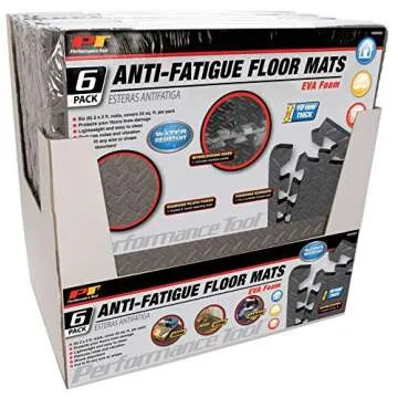 Performance Tool W88989 24-Inch X 24-Inch Protective Diamond Shape Anti-Fatigue Interlocking Floor Mat (24 Square Feet) , Grey