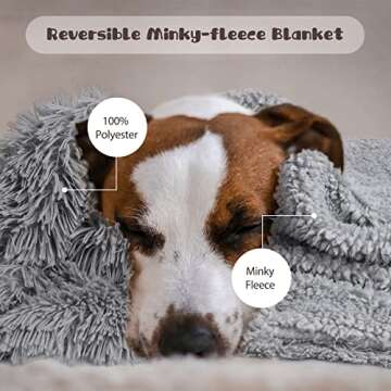 BENRON Small Dog Blanket for Couch Bed Crate, Cozy Reversible Fleece Dog Blanket, Washable Fluffy Throw Blankets 20x30 Inches Grey