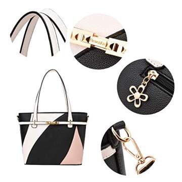 Nevenka Top Handle Handbags for Ladies PU Leather Tote Purse Women Crossbody Shoulder Bags (Black)