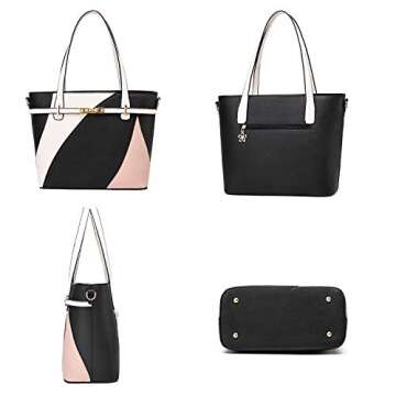 Nevenka Top Handle Handbags for Ladies PU Leather Tote Purse Women Crossbody Shoulder Bags (Black)