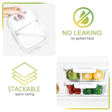 36 Oz Glass Meal Prep Containers with Snap Lock Lids