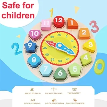 Jamohom Wooden Shape Sorting Clock Puzzle for Kids Early Learning Educational Toy