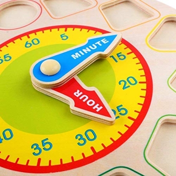 Jamohom Wooden Shape Sorting Clock Puzzle for Kids Early Learning Educational Toy