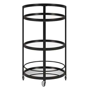 Henn&Hart Round Bar Cart - Stylish Blackened Bronze Finish