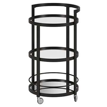 Henn&Hart Round Bar Cart - Stylish Blackened Bronze Finish