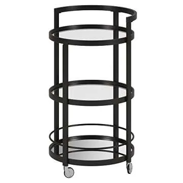Henn&Hart Round Bar Cart - Stylish Blackened Bronze Finish
