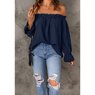 Spriolim Women's Elegant Off Shoulder Chiffon Blouse - X-Large