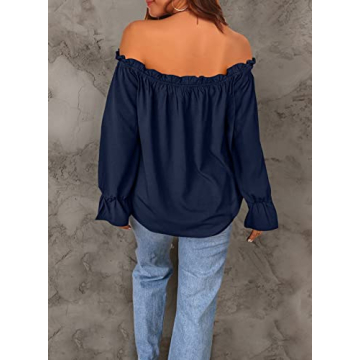 Spriolim Women's Elegant Off Shoulder Chiffon Blouse - X-Large