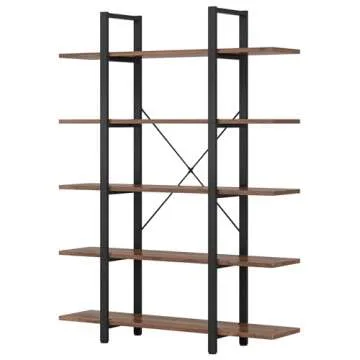 Tribesigns 5-Tier Bookshelf, Vintage Industrial Style Bookcase 72 H x 12 W x 47L Inches
