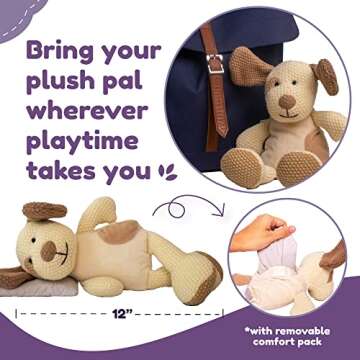 WILD BABY Dog Weighted Stuffed Animals - Microwavable Animals with Lavender, 12 inch Heatable Plush for Kids - Soft, Cuddly, Warming Stuffed Animal for Baby - Gift Box Ready
