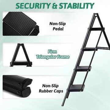 4 Step Ladder Folding Step Stool, Heavy Duty 330 Lbs Load Step Ladders for Home, Tall Kitchen/Closet...