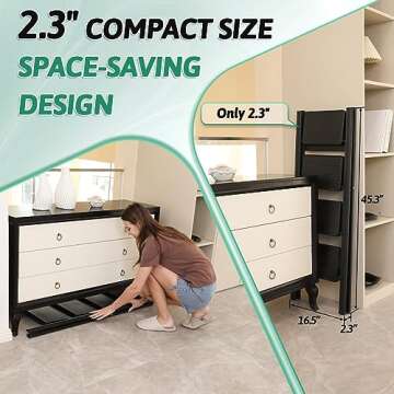 4 Step Ladder Folding Step Stool, Heavy Duty 330 Lbs Load Step Ladders for Home, Tall Kitchen/Closet Stepladder for Adults, Black Small & Lightweight Ladder with Anti-Slip Wide Pedals by OOSOFITT