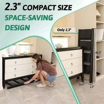 4 Step Ladder Folding Step Stool, Heavy Duty 330 Lbs Load Step Ladders for Home, Tall Kitchen/Closet Stepladder for Adults, Black Small & Lightweight Ladder with Anti-Slip Wide Pedals by OOSOFITT