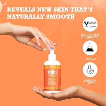Koji White Kojic Acid & Papaya Body Lotion, Women Gift Sets for Exfoliating, Skin Brightening, Moisturizer, Radiance, Even Tone, Age Spots & Sun Damaged, Vegan, Paraben-Free, 8.45 Fl Oz (2 Bottles)
