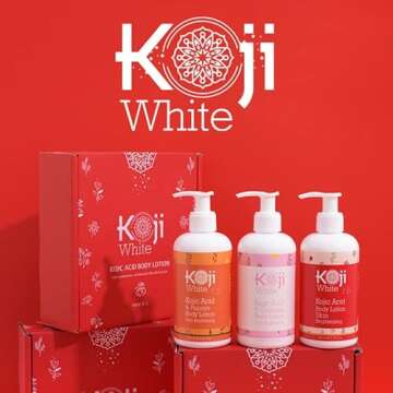 Koji White Kojic Acid & Papaya Body Lotion, Women Gift Sets for Exfoliating, Skin Brightening, Moisturizer, Radiance, Even Tone, Age Spots & Sun Damaged, Vegan, Paraben-Free, 8.45 Fl Oz (2 Bottles)