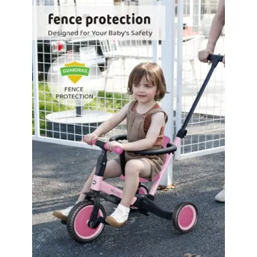 newyoo 5-in-1 Convertible Toddler Tricycle Pink TR008
