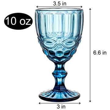 YOUEON Set of 6 Colored Wine Goblets - Stylish 10 oz Vintage Glassware for Any Occasion