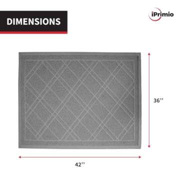 Iprimio Cat Litter Box Mat, 42x36", Gray - Cat Litter Trapping Mat - Mesh Mat Catches Litter - Kitty Litter Mat - Large Cat Litter Mat - Repels Odor, Easy Clean Non Slip Kitty Litter Trapper Mats
