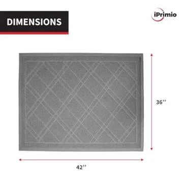 Iprimio Cat Litter Box Mat, 42x36", Gray - Cat Litter Trapping Mat - Mesh Mat Catches Litter - Kitty Litter Mat - Large Cat Litter Mat - Repels Odor, Easy Clean Non Slip Kitty Litter Trapper Mats