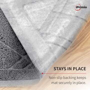Iprimio Cat Litter Box Mat, 42x36", Gray - Cat Litter Trapping Mat - Mesh Mat Catches Litter - Kitty Litter Mat - Large Cat Litter Mat - Repels Odor, Easy Clean Non Slip Kitty Litter Trapper Mats