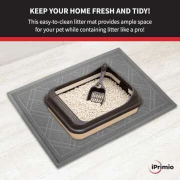 Iprimio Cat Litter Box Mat, 42x36", Gray - Cat Litter Trapping Mat - Mesh Mat Catches Litter - Kitty Litter Mat - Large Cat Litter Mat - Repels Odor, Easy Clean Non Slip Kitty Litter Trapper Mats